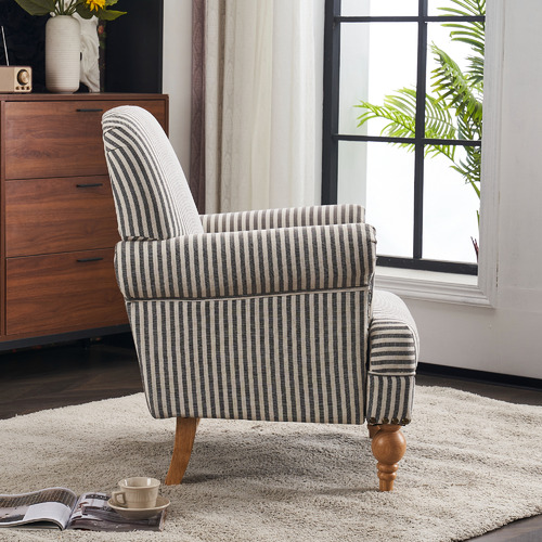 Cassington Home Grey White Darvin Stripe Armchair Temple Webster